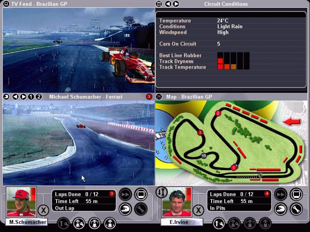 [26/11/2001] WET, WET, WET Michael Schumacher wurde beim Qualifikationstraining vom Regen überrascht. Als Teammanager sollten Sie ihn sofort zum Reifenwechsel bestellen.